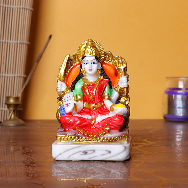Divine Goddess Idol – Vibrant Multicolor Resin Statue (11 cm H) for Home Temple & Office Décor