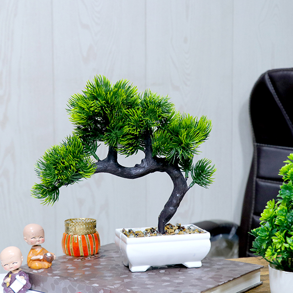 Bonsai Artificial Plant Showpiece for Home Decor (Plastic) – 9.5 Inch