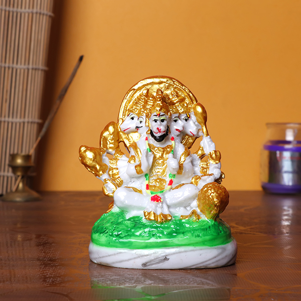 Lord Dattatreya Idol | Decorative Marble Base Statue | Religious Home Temple, Car Dashboard, Office Desk Showpiece | 10 cm Height