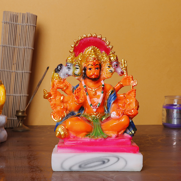 Panchmukhi Hanuman Idol | Polyresin Hindu God Statue | 11 cm (L) x 7 cm (D) x 17 cm (H)