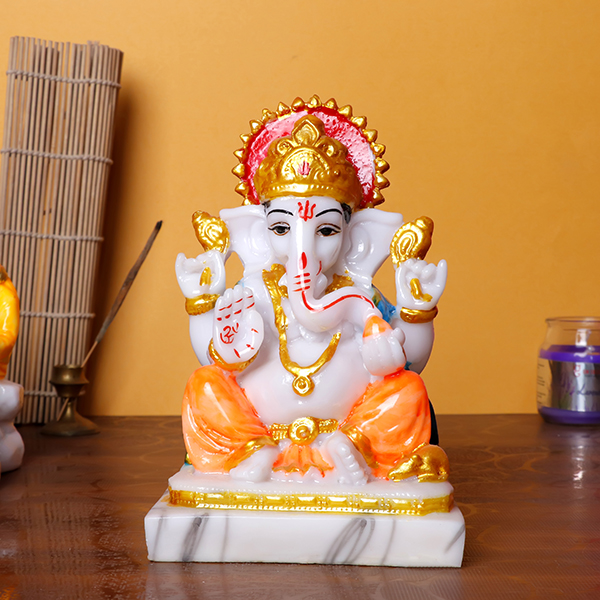 Ganesh Idol | Lord Ganesha Murti for Home & Office | 12 cm (L) x 7 cm (D) x 17 cm (H) | Hindu God Statue
