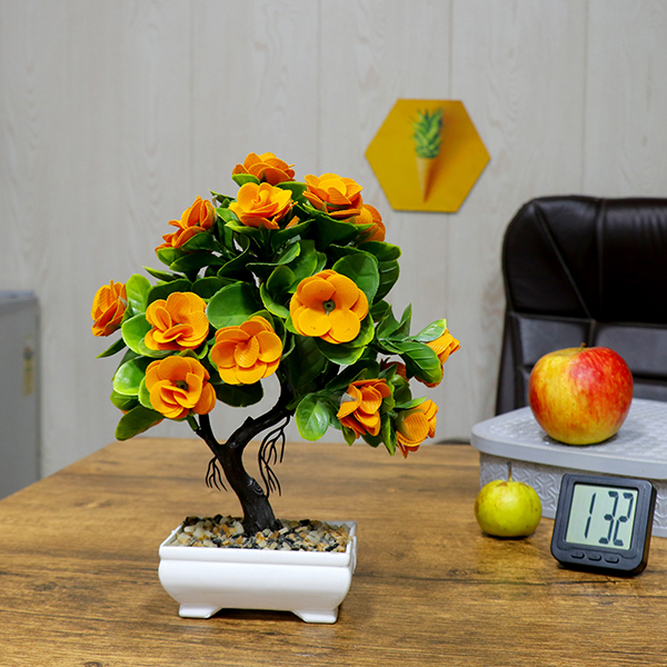 Yellow Rose Artificial Plant Showpiece for Home Decor (Plastic) – 10 Inch