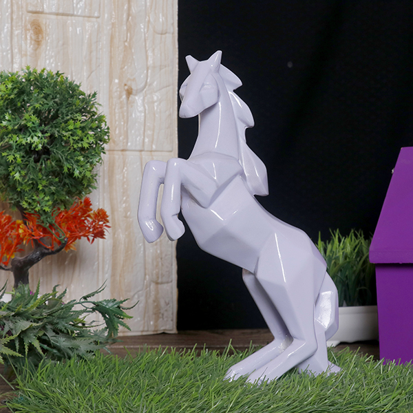 Hand Lifting Horse Showpiece for Home Decor (Light Purple) Polyresin – 10.5 Inch