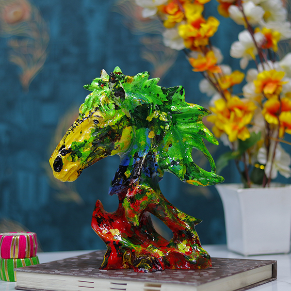 Tree Horse Head Showpiece for Home Decor (Multicolor) Polyresin – 9.5 Inch