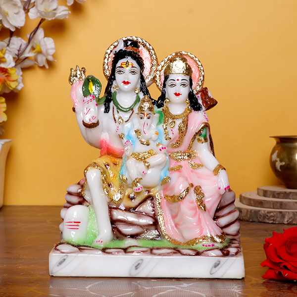 Shiv Parivar Idol Showpiece for home & office (Marble) – 9 Inch