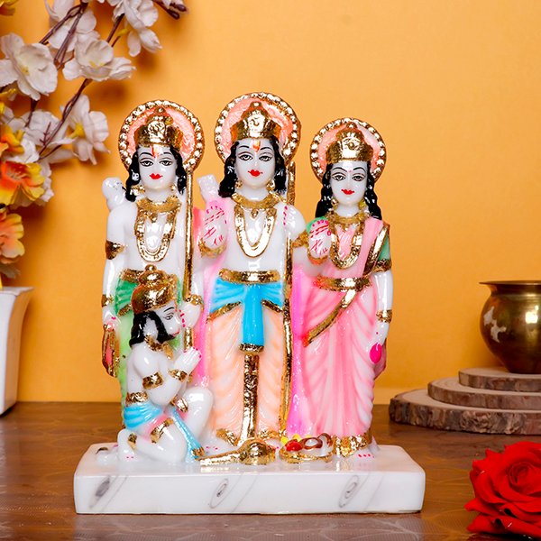 Exquisite Ram Darbar Marble Idol Showpiece for Home Decor (Marble) ? 9 Inch