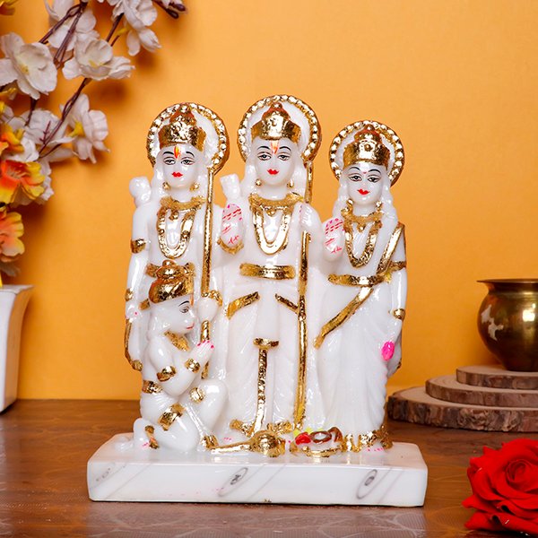 Exquisite Ram Darbar Marble Idol Showpiece for Home Decor (Marble) ? 9 Inch