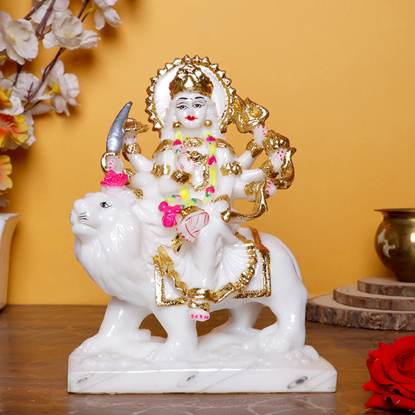 The Goddess Ma Durga idol Showpiece for home and office (Marble) – 9 inch