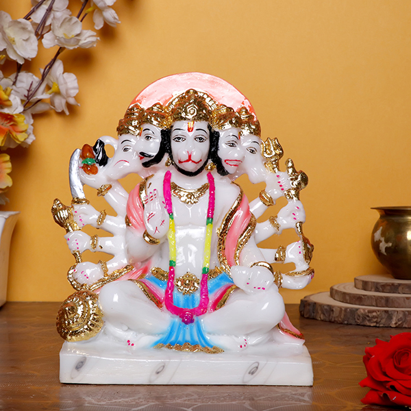 The Lord Panchmukhi Hanuman idol showpiece for home & office (Marble) – 9 inch