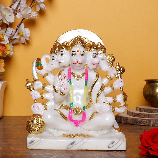 The Lord Panchmukhi Hanuman idol showpiece for home & office (Marble) – 9 inch