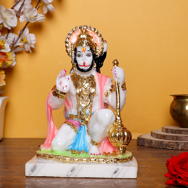 The Lord Hanuman idol showpiece idol for home & office (Marble) – 9 inch