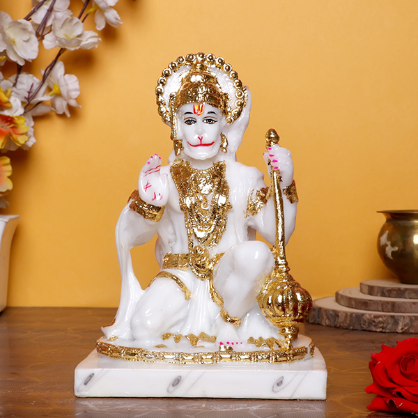 The Lord Hanuman idol showpiece idol for home & office (Marble) – 9 inch