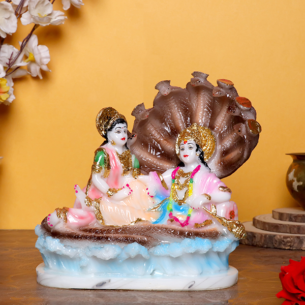 Vishnu & Laxmi Idol Showpiece for home & office – (Marble) – 9 inch