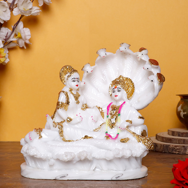 Vishnu & Laxmi Idol Showpiece for home & office – (Marble) – 9 inch