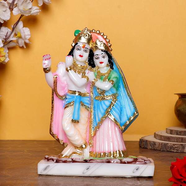 Vishnu & Laxmi Idol Showpiece for home & office – (Marble) – 9 inch