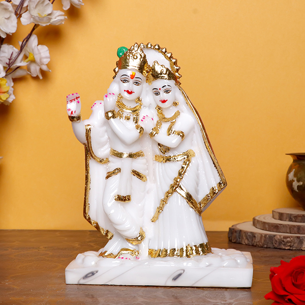 This exquisite Radha Krishna idol showpiece idol for home & office (Marble) – 9 inch