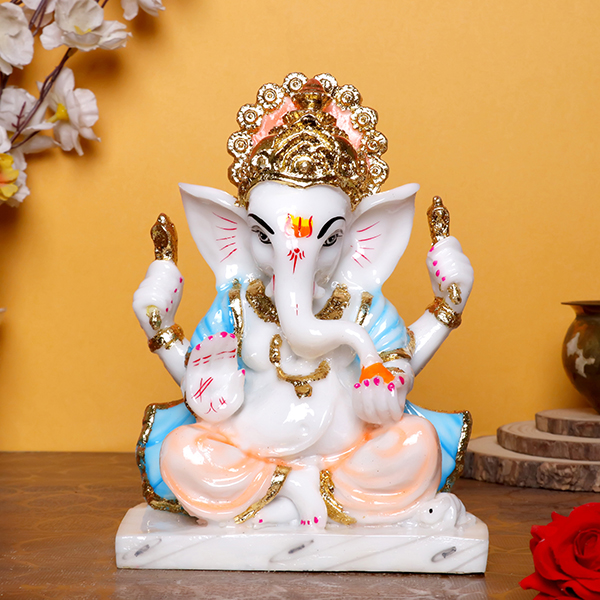 This exquisite Lord Ganesh idol showpiece idol for home & office (Marble) – 9 inch