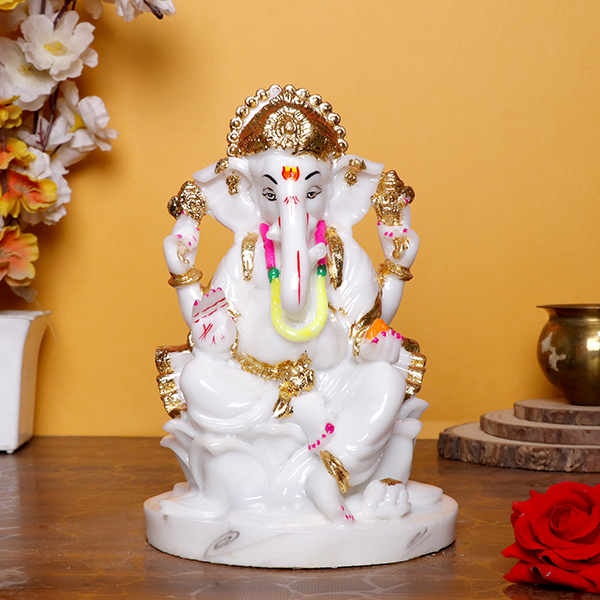 Lord Ganesh Idol Showpiece for home & office (Marble) – 9 inch