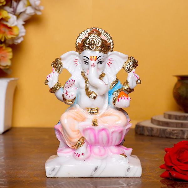 Lord Ganesh Idol Showpiece for home & office (Marble) – 7 inch