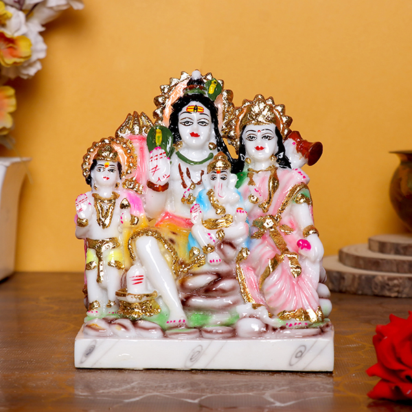 Shiv Parivaar Idol Showpiece for home & office (Marble) – 7 Inch
