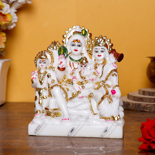 Shiv Parivaar Idol Showpiece for home & office (Marble) – 7 Inch