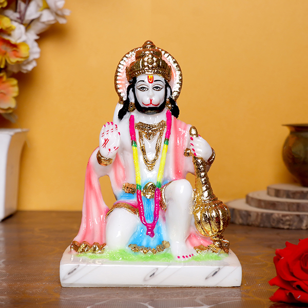 The Lord Hanuman idol showpiece idol for home & office (Marble) – 7 inch