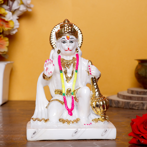 The Lord Hanuman idol showpiece idol for home & office (Marble) – 7 inch