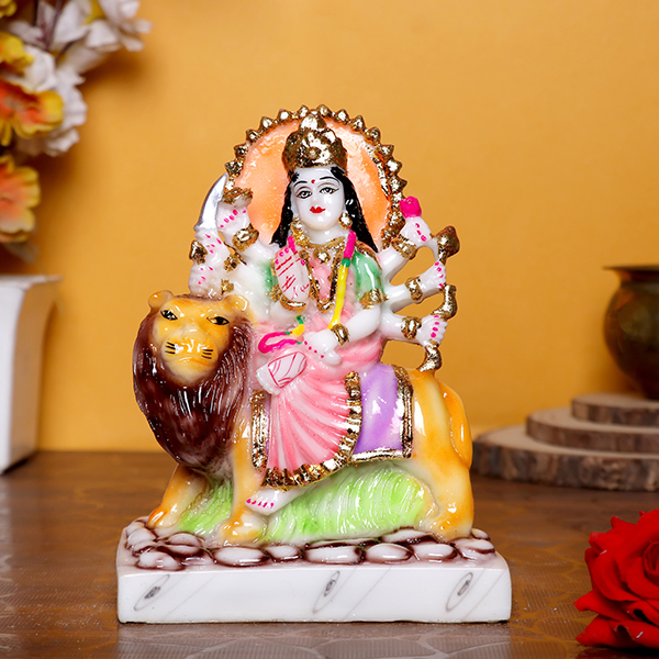 Goddess Maa Durga Idol Showpiece for home and office (Marble) – 7 Inch
