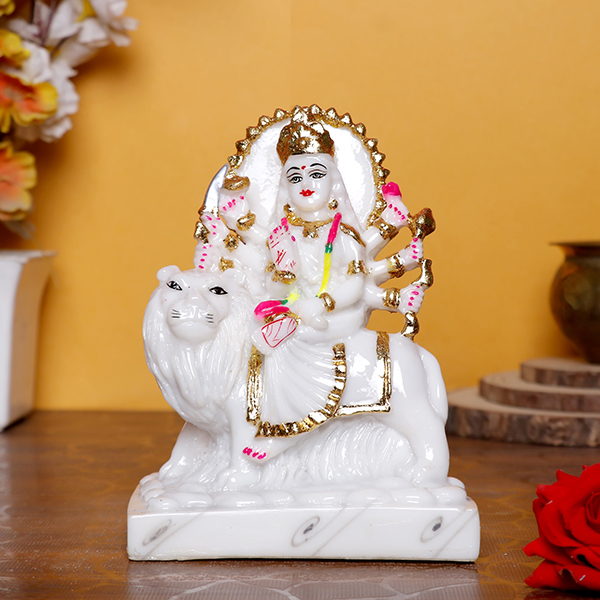 Goddess Maa Durga Idol Showpiece for home and office (Marble) – 7 Inch