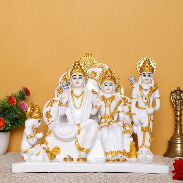 Ram Darbar Idol Showpiece for Home Decor (Marble) – 9 Inch