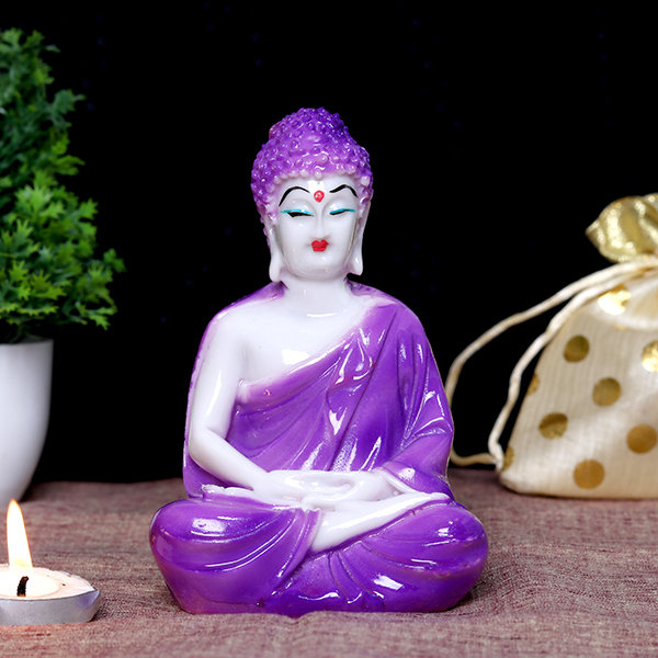 Lord Buddha Idol Showpiece for Home Decor (Purple) Marble – 5.5 Inch