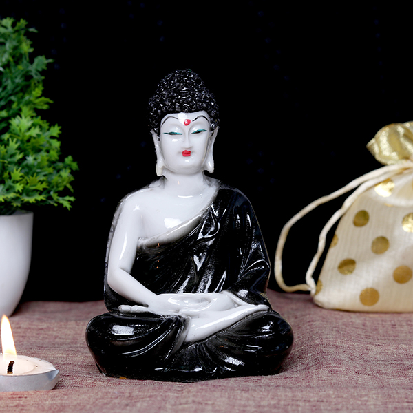 Lord Buddha Idol Showpiece for Home Decor (Black) Marble – 5.5 Inch