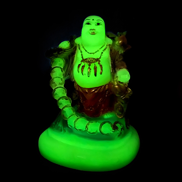 Radium LED Buddha with Wealth Coins & Golden Bag